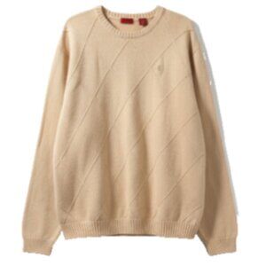 Izod Men’s Sweater XXL Yellow Windowpane Crew Neck Long Sleeve Pullover